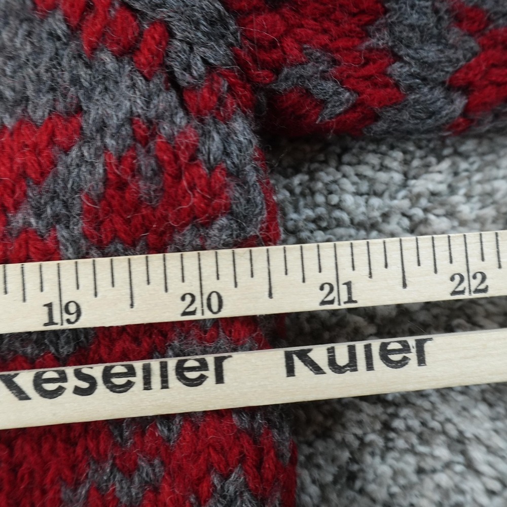 VTG J Crew Sweater Mens M Red Gray Nordic Fair Isle Wool 1/4 Zip Pullover Knit - Picture 5 of 7